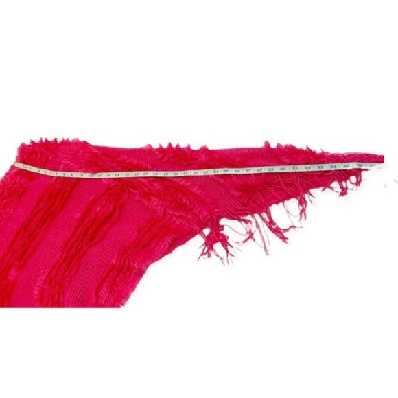 Pink Knit Frill Fringe Poncho, One Size Fits Most - Picture 5 of 6